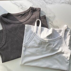 H&M Gray and White Tank Tops